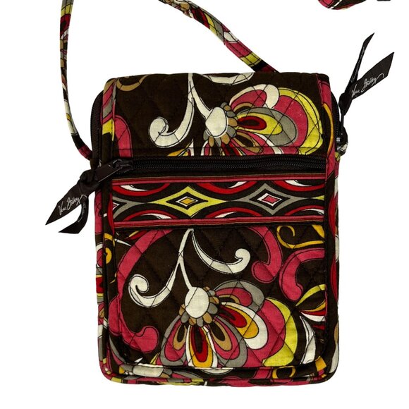 Vera Bradley Puccini Crossbody Bag Purse Brown Pink - Picture 4 of 9